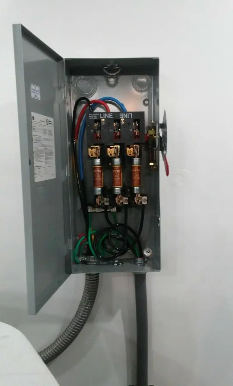 Three-phase disconnect switch installed for Smoke Detector Installation in Eastvale
